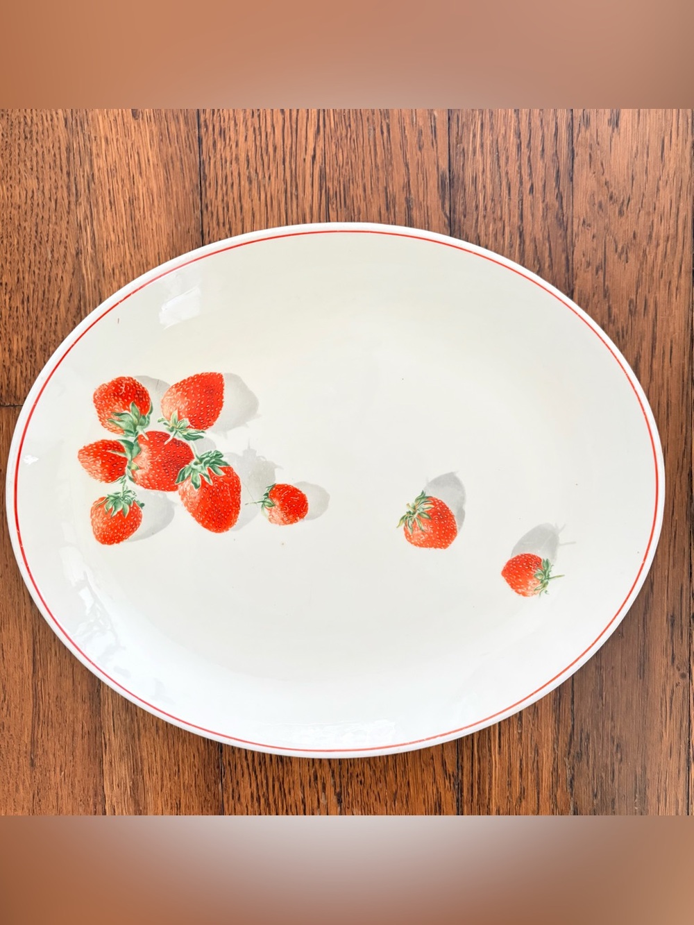 Vintage 1940s Cavitt-Shaw W.S. George "Shortcake" Strawberry Oval Platter 11”